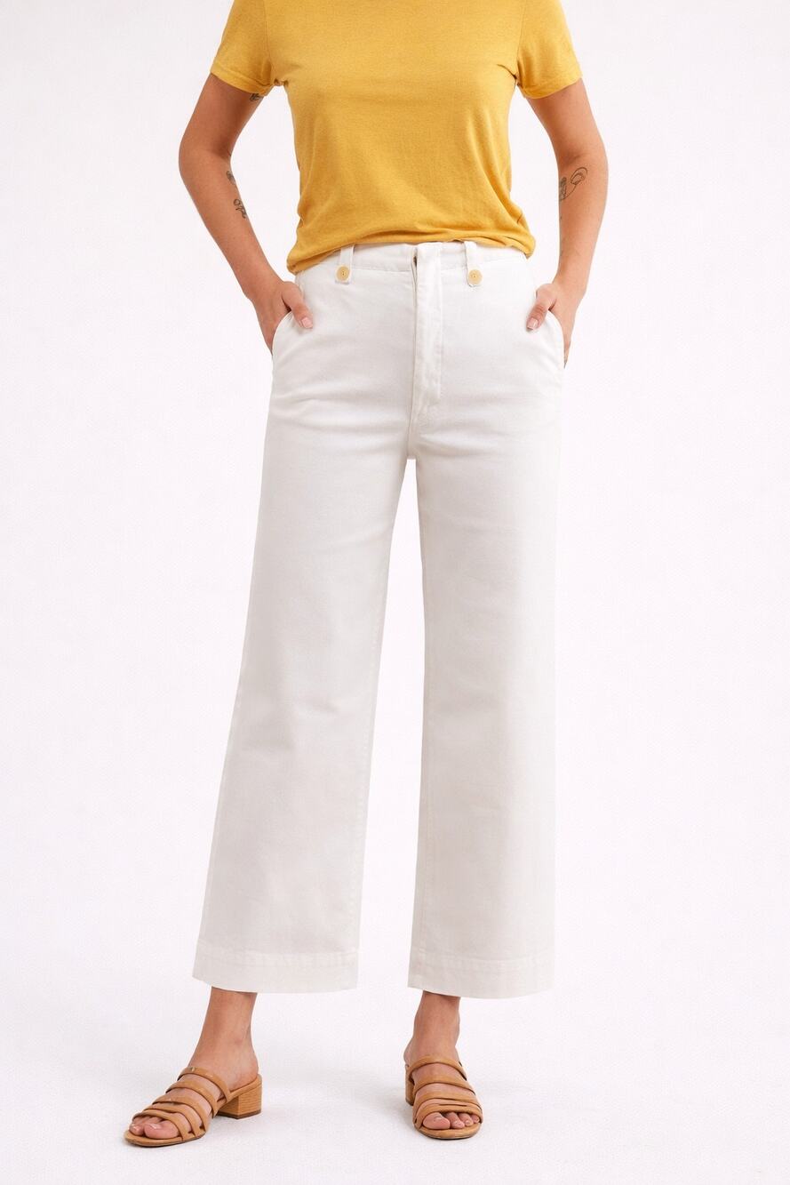 Mother The Greaser Loop Wide Leg Jean White Denim Glass Slipper Wash Size 29
